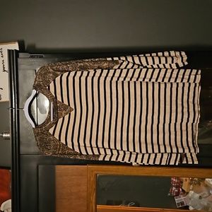 Tan and black stripe tunic